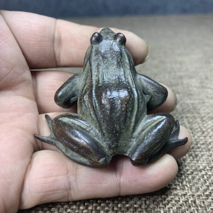 Collect Copper Solid Frog Desktop Tea Pet Ornament