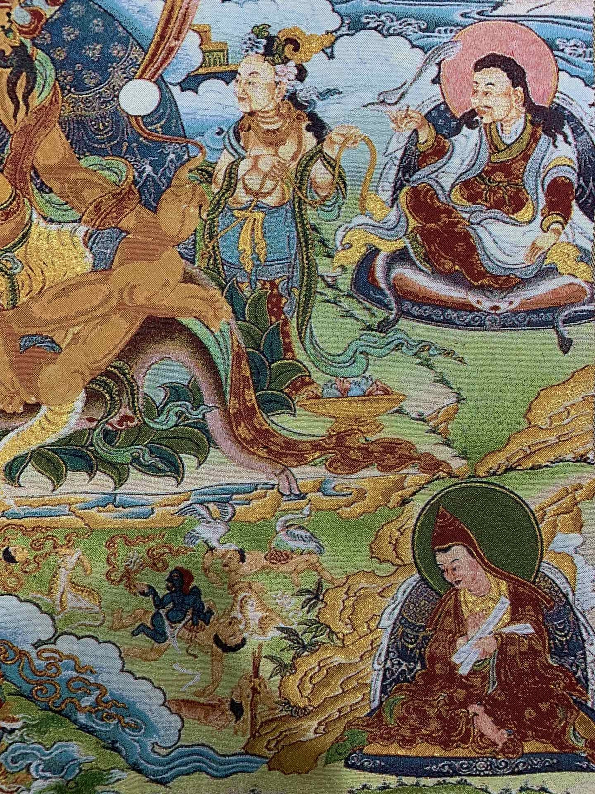 36"Tibet Tibetan Cloth Silk Guru Padmasambhava Eight Change Tangka Thangka Mural