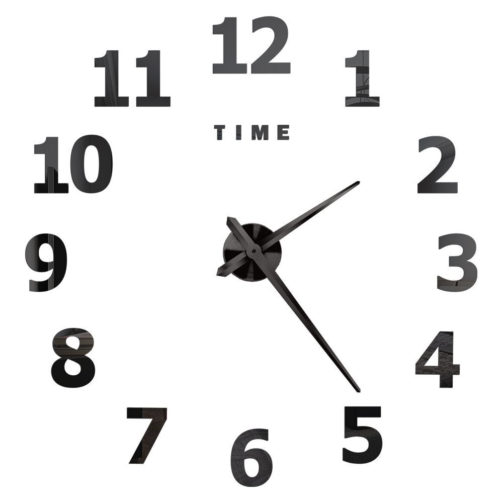 DIY Wall Clocks Acrylic Mirror Large 3D Frameless Home Living Room Decor 37-47In
