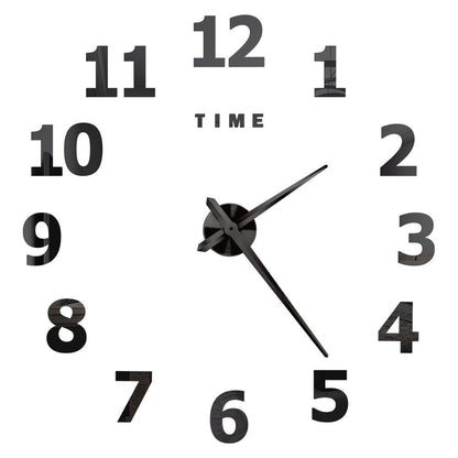 DIY Wall Clocks Acrylic Mirror Large 3D Frameless Home Living Room Decor 37-47In