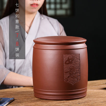 7 Layers Tea Cainster With Lid Real Yixing Zisha Jar For Pu'er Tea Cake Sealed