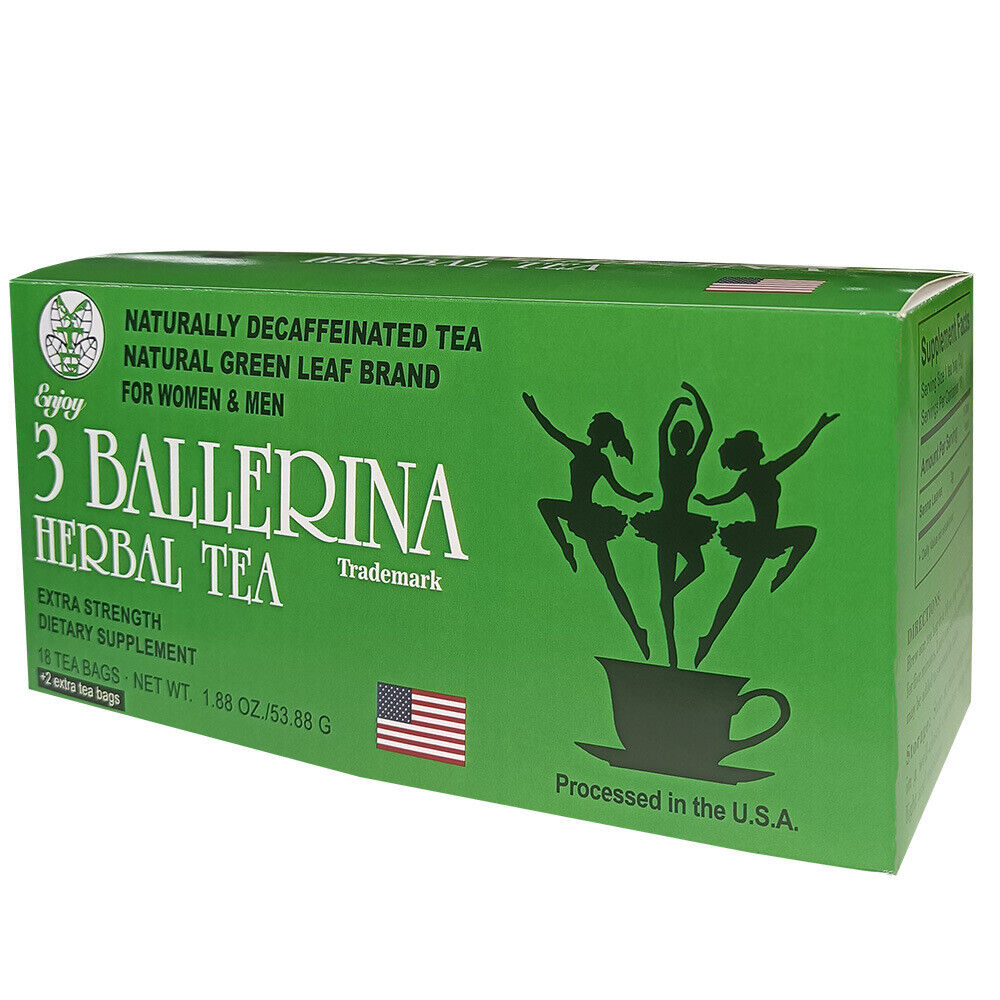 3 BALLERINA HERBAL TEA NATURALLY DECAFFEINATED WOMEN MEN 1.88oz