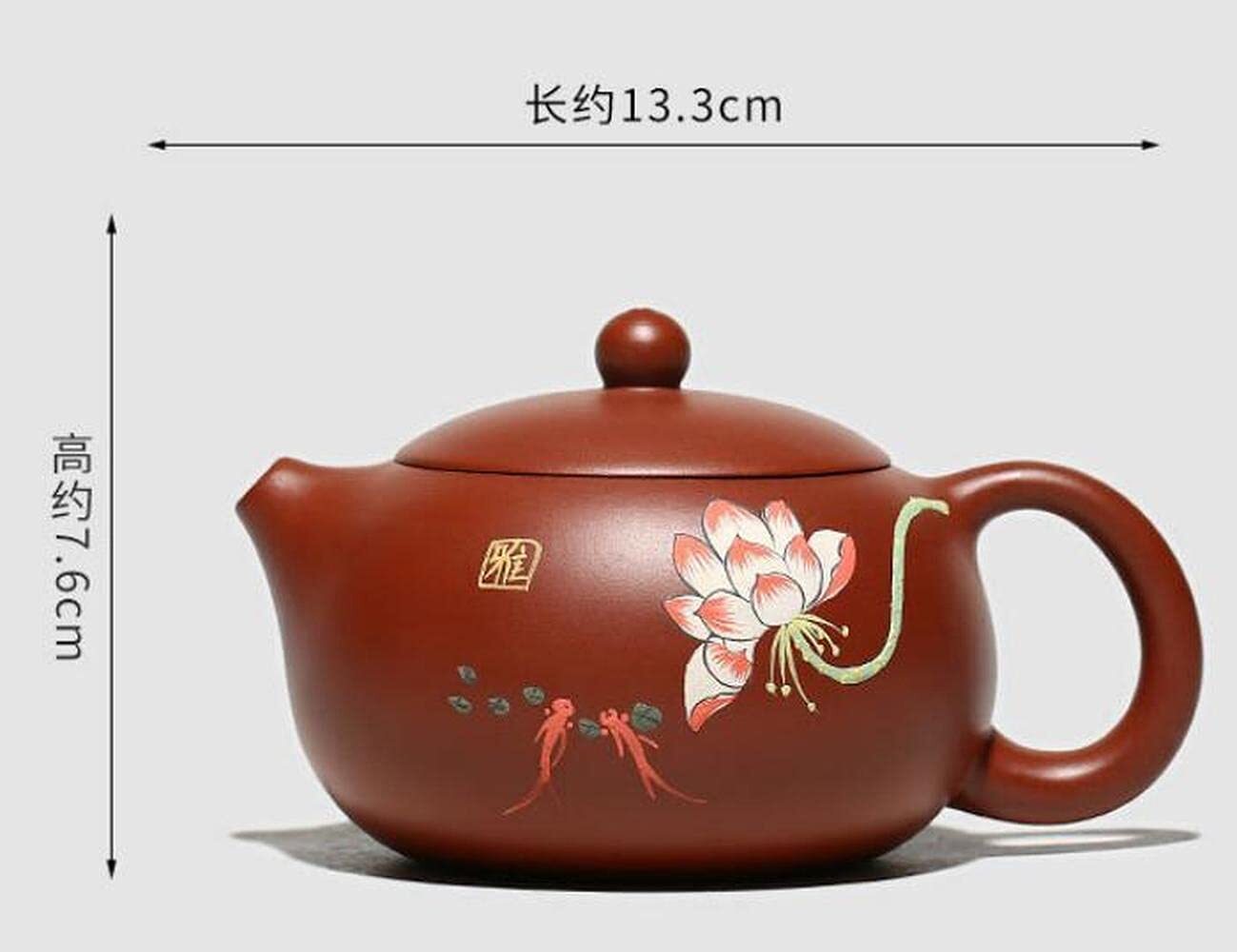 260ml Chinese Purple Clay Xishi Teapot Handmade Pattern Kung Fu Tea Set Decor