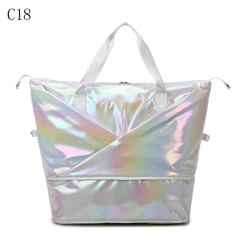 Pearlescent Folding Travel Shoulder Bag Waterproof Handbag Dry Wet Separation