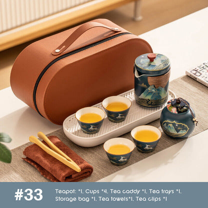 Outdoor Office Camping Tea Ceramic Set Porcelain Chinese Gongfu Tea Cup Set