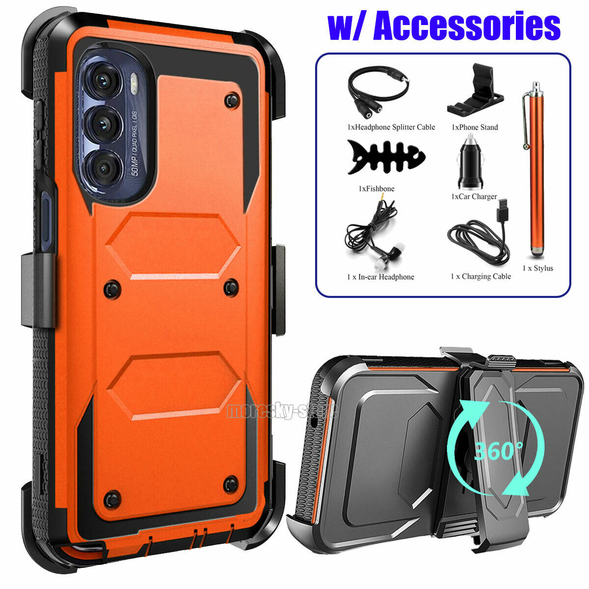 Rugged Case For Motorola Moto G Stylus 2022 w/ 360 Clip Holster Cover Accessory