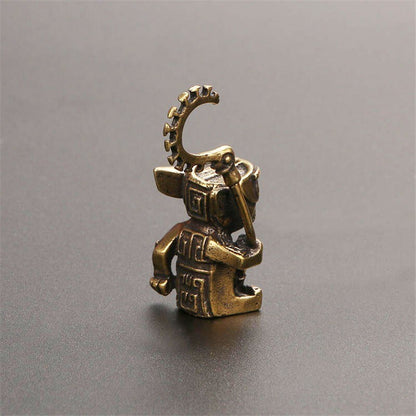Solid Brass Robot Guard Statue Tea Pet Ornament Cartoon Character Toy Miniature