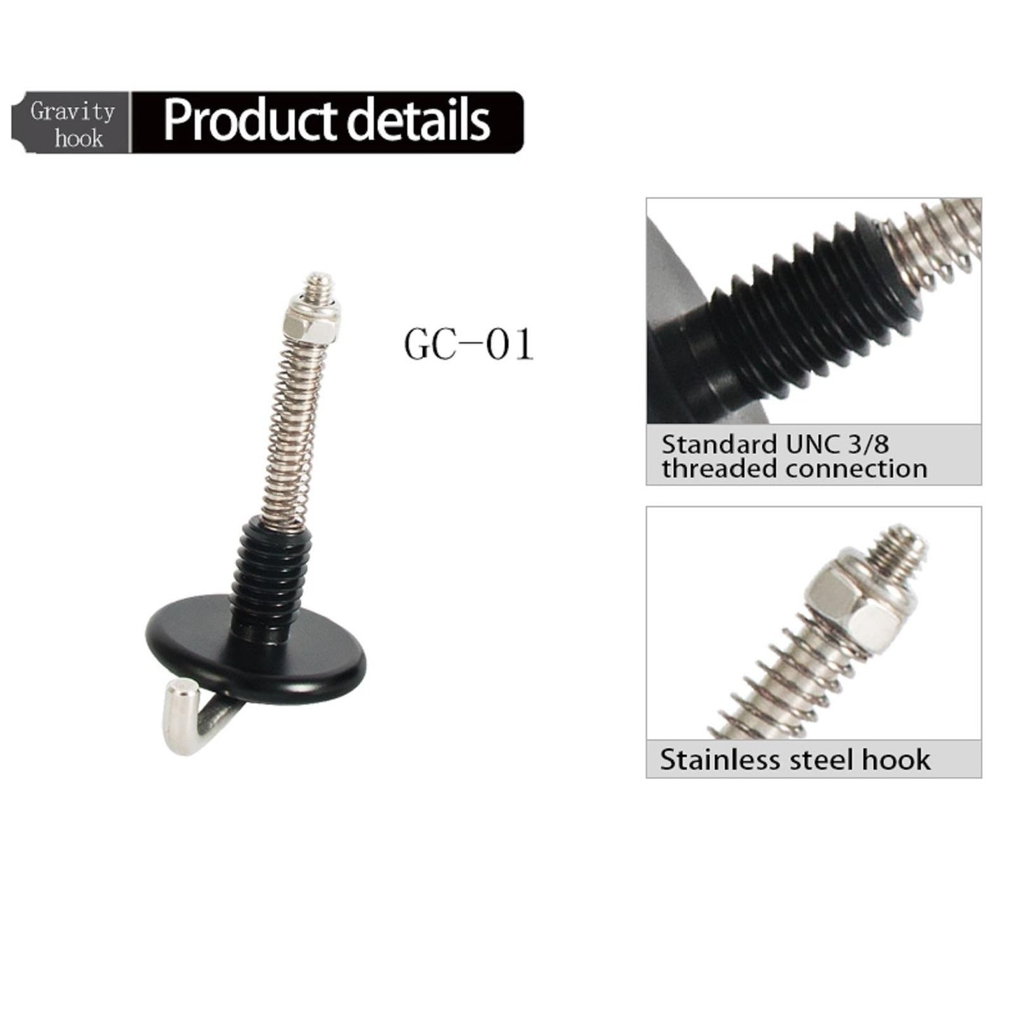 Stainless steel 3/8 interface Tripod Center Tripod Hook For Camera Tripod B