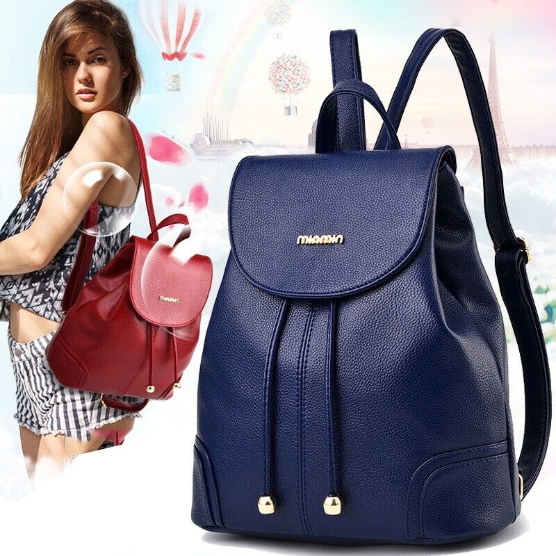 Womens Ladies Casual PU Leather Casual Shoulder Bag Backpack Messenger Bag Purse