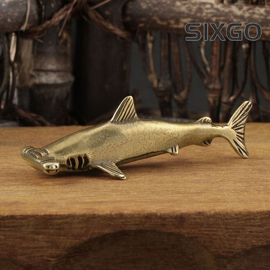 Brass Decoration Hammerhead Shark Figurine Statue Animal Figurines Toys Table