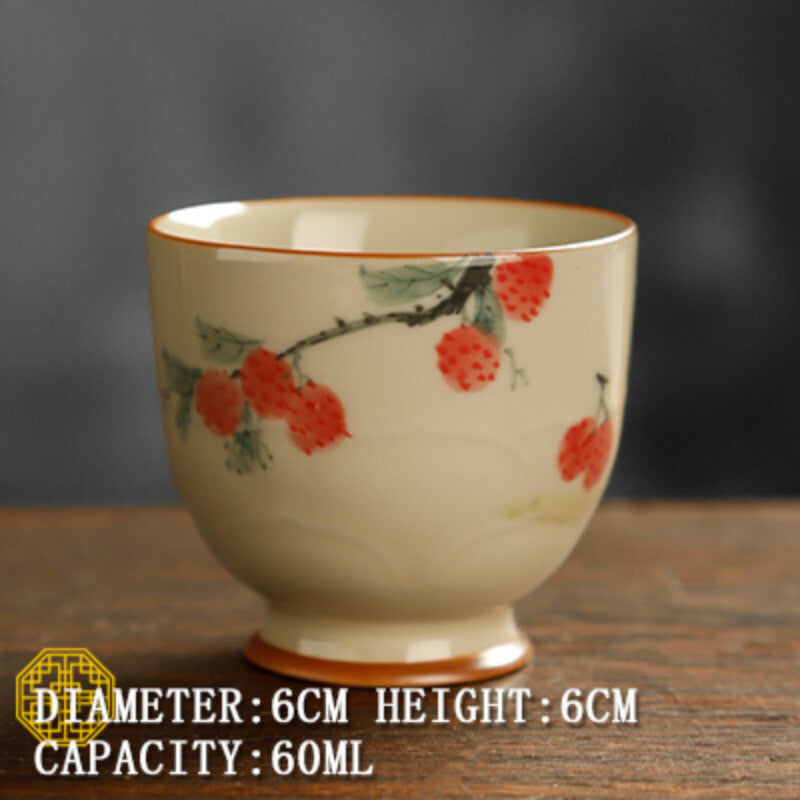 Flower and Bird Master Cup Tea Tasting Cup Ceramic Personal Cup Kung Fu Tea Set