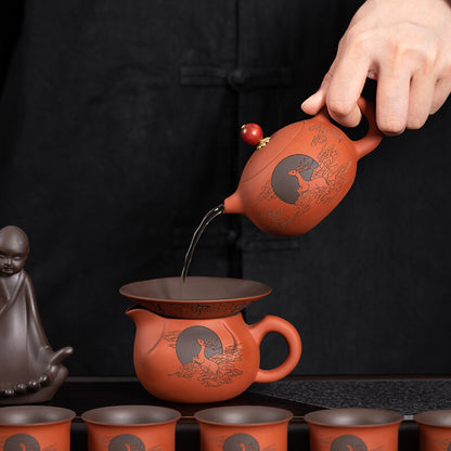 Handmade Tea Set Real Yixing Zisha Purple Clay Tea Pot Cup Pitcher Filter Net