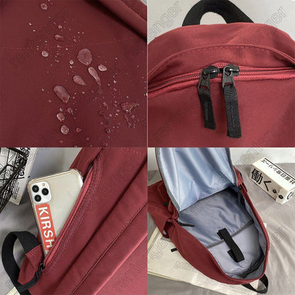 Travel Nylon Red Backpack Student Book Bag Laptop College School Bags 32*14*45CM