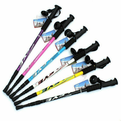Outdoor Hiking Walking Sticks Telescopic Trekking Climbing Poles Cane Rubber Tip