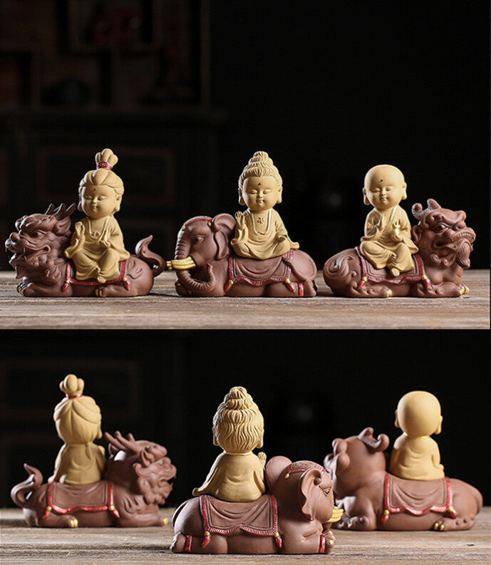 China Artware Yixing Zisha Tea Pet Buddha Statue Avalokitesvara Bodhisattva New