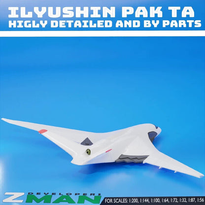 1/200 Russian ILPAK-VTA stealth transport aircraft Unpainted Model 3D Printed