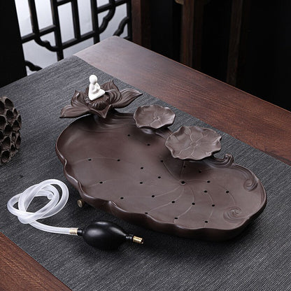 Zisha Tea Tray Bottom Support Dry Tea Table Tea Set Home Office Water Storage