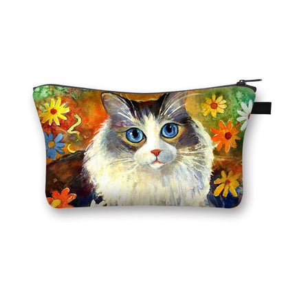 Cute Cat Print Cosmetic Case Makeup Bags Cosmetic Bags Travel Storage Organizers