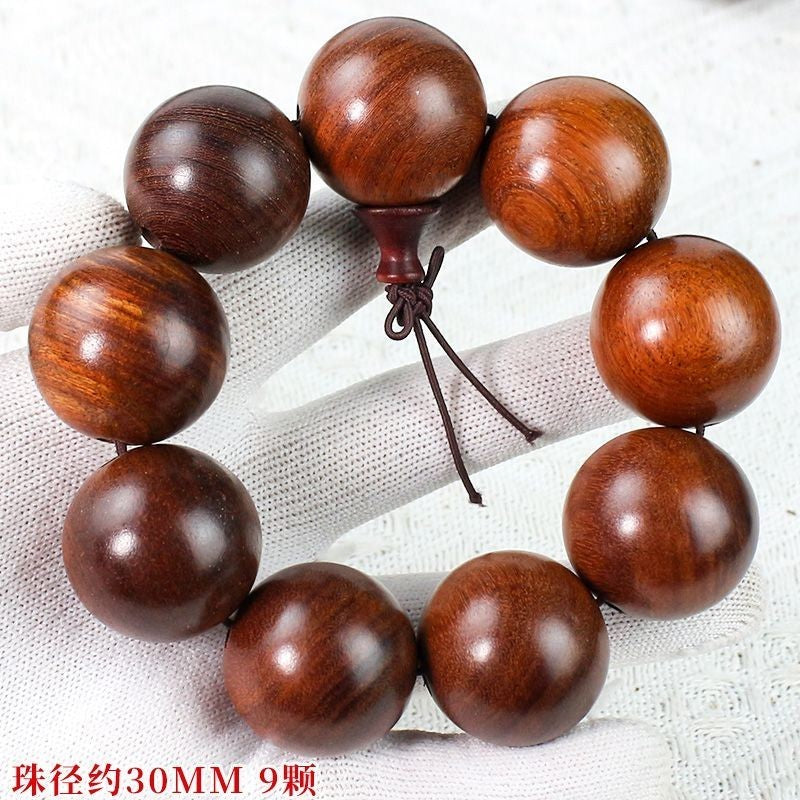 30mm*9 Prayer Big Beads Natural Wood Buddha Lucky Bracelet Blessing Jewelry Gift
