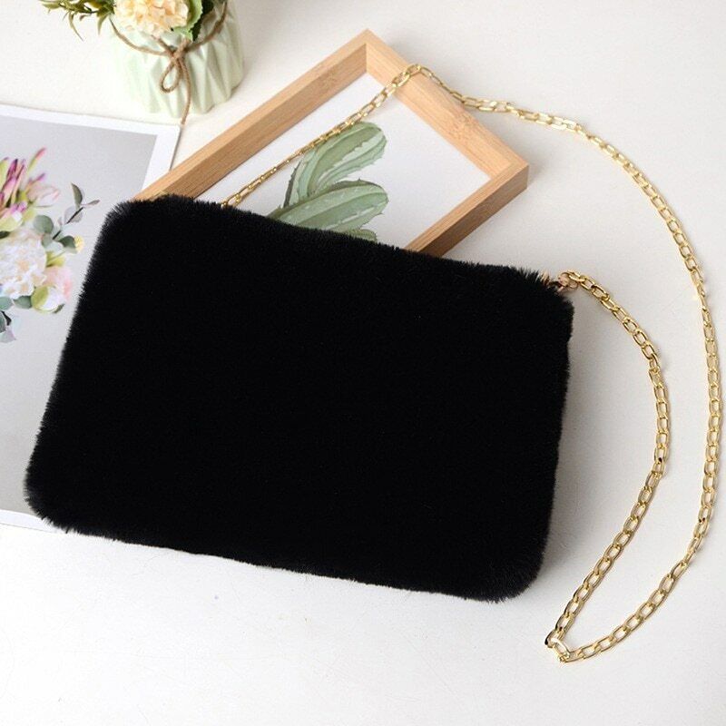 Pretty Cute Faux Rabbit Fur Handbag Shoulder Messenger Bag Fashion Long FurGrass