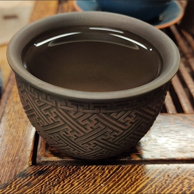 Handmade Purple Clay Relief Teacup Chinese Style Retro Master Cup 120ml