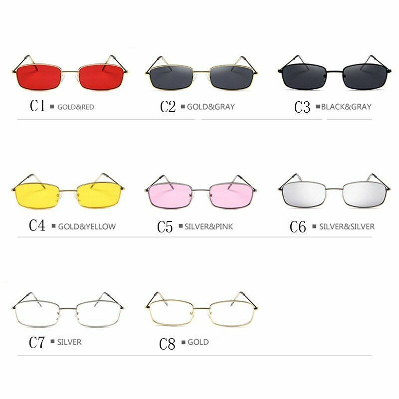 Small Sunglasses Square Hiking Retro Transparent Clear Frame Metal Frame Eyewear