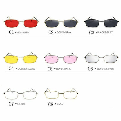 Small Sunglasses Square Hiking Retro Transparent Clear Frame Metal Frame Eyewear