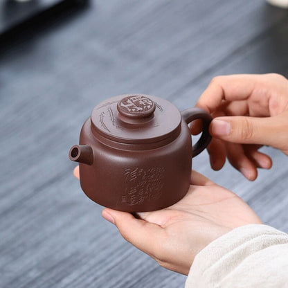 Original Ore Real Yixing Zisha Tea Pot Basket Shape Infuser Holes Marked Julun