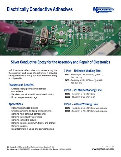 MG Chemicals Silver Conductive Epoxy Adhesive, High Conductivity,20min work time