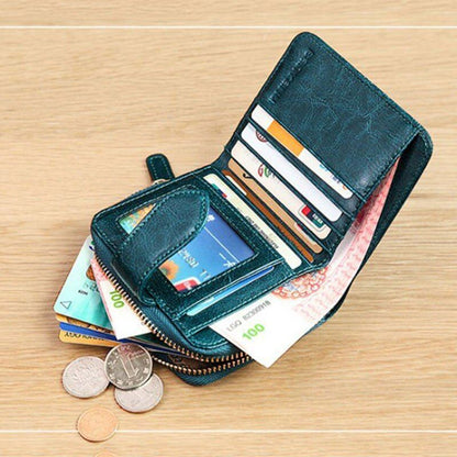 Leather Wallet Women Short Mini Clutch Purse Coin Pocket Credit Card Holder Bag