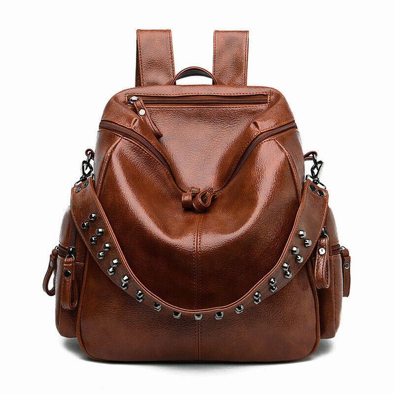 Women's Ladies Leather Backpack Purse Anti-Theft Rucksack Travel Bag Satchel