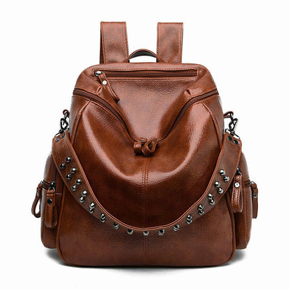 Women's Ladies Leather Backpack Purse Anti-Theft Rucksack Travel Bag Satchel