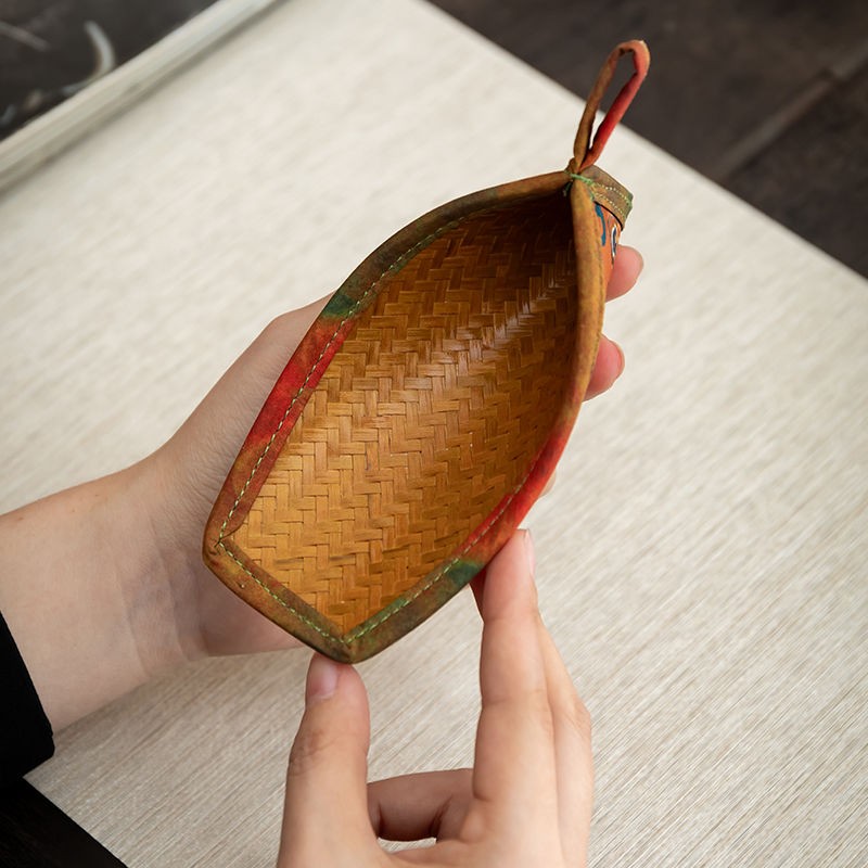 Vine Weaving and Bamboo Weaving Tea Scoop Handmade Bamboo Chinese Tea Ceremony