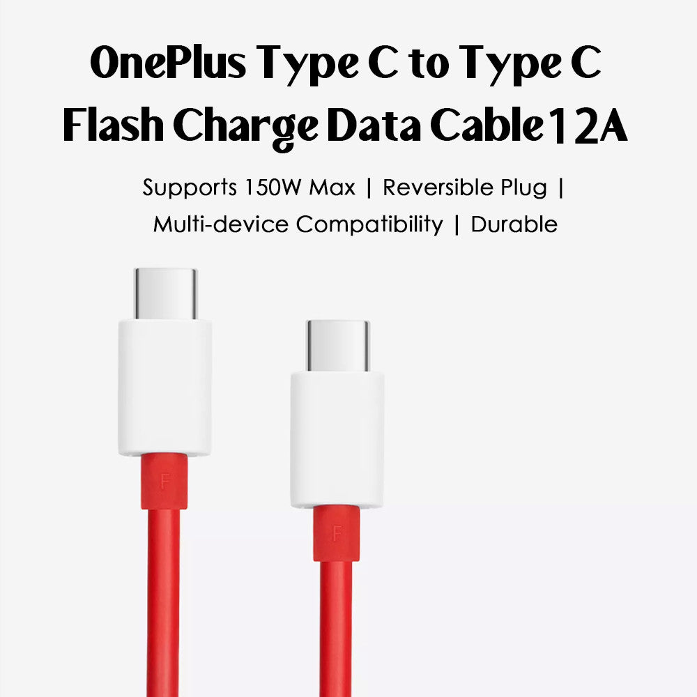 OnePlus SUPERVOOC Type‑C to Type‑C Cable (12A, 1m, Red) – 150W Flash Charge