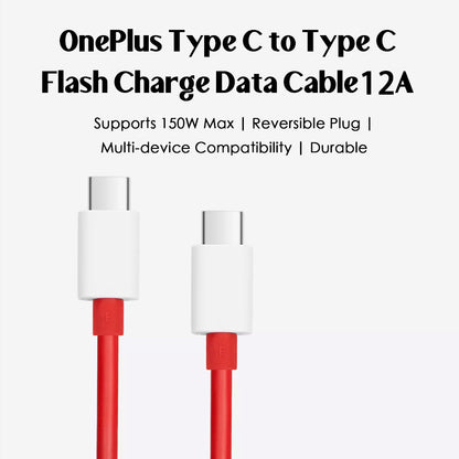 OnePlus SUPERVOOC Type‑C to Type‑C Cable (12A, 1m, Red) – 150W Flash Charge