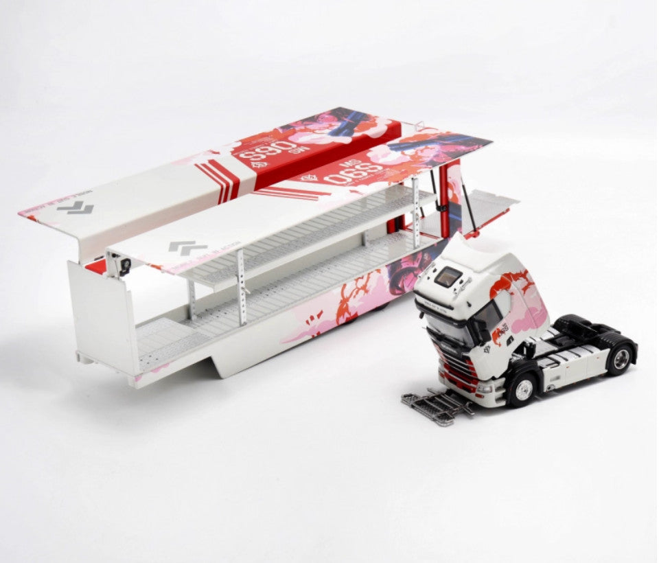 1:64 26CM KENGFAI Scania Transport Vehicles Maxwell 2 Deck Truck Diecast Model