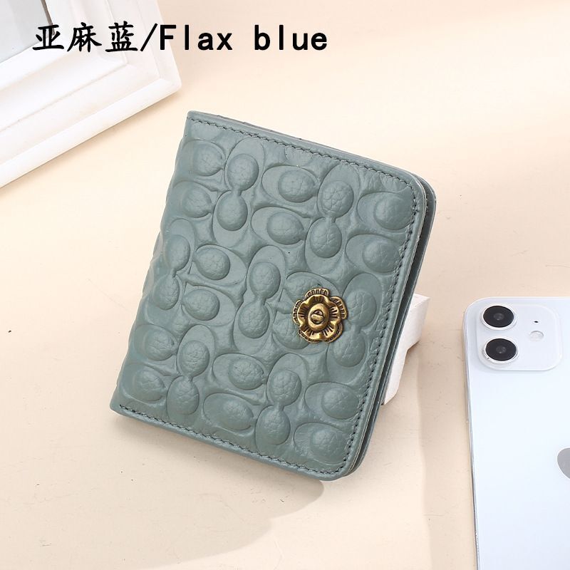Genuine Leather Short Fashion Embossed Coins Purses Hasp Wallets 9*10*2 CM 1 PC