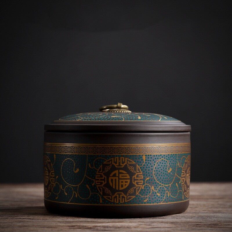 Sealed Canister For Loose Tea Small With Lid Yixing Zisha Purple Clay Tea Caddy