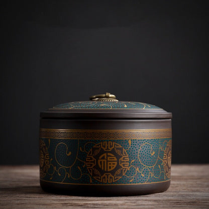 Sealed Canister For Loose Tea Small With Lid Yixing Zisha Purple Clay Tea Caddy