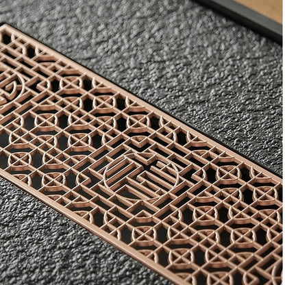 Man-made Stone Tea Tray Water Reservoir Draining Function Plastic Layer Copper