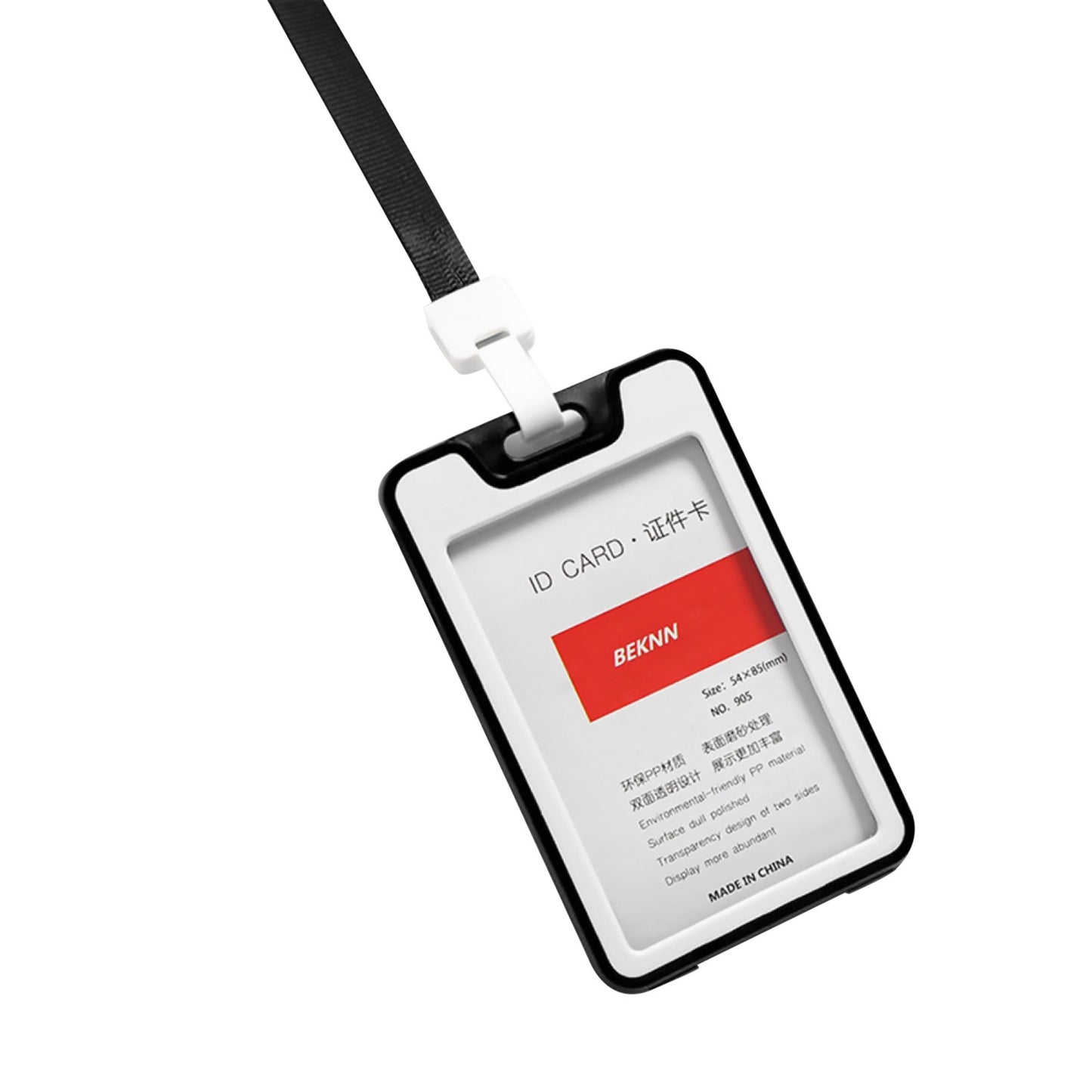 1Pc Black Meeting ID Badge Card Holder Slim Hard Card Cover Case w/ Lanyard zz