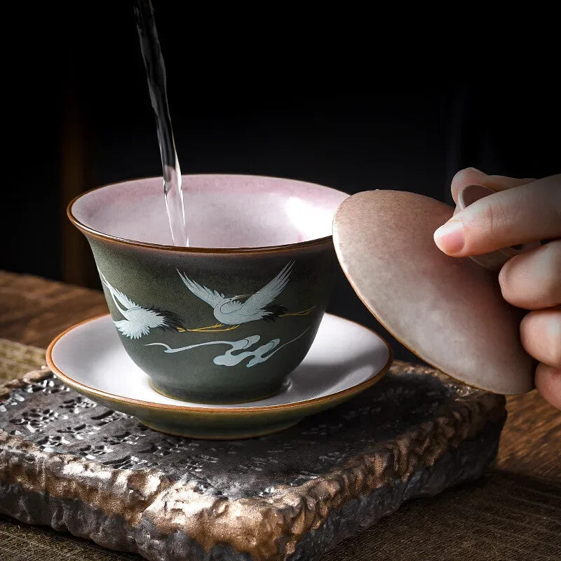 Retro Huancai Creative Ceramic Household Tea Bowl Tea Set Tea Bowl Tea Set