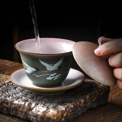 Retro Huancai Creative Ceramic Household Tea Bowl Tea Set Tea Bowl Tea Set
