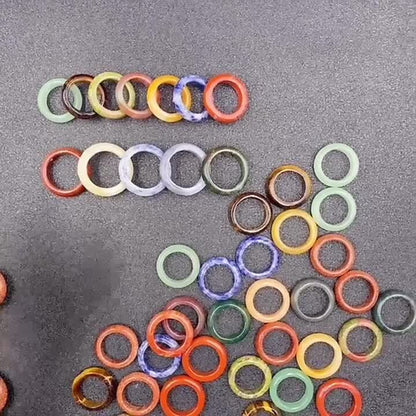 20pcs Wholesale Ring Jewelry Natural Agate Gemstone Mix Colorful Rings Lots