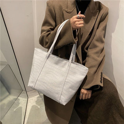 Vintage Handbags Stone Tote Shoulder Bag Large Synthetic Leather 26*12*29.5 CM