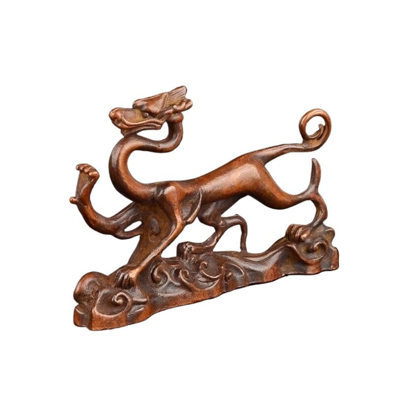 Chinese Statue Bronze Realistic Dragon Pen Holder Tea Pet Decorative