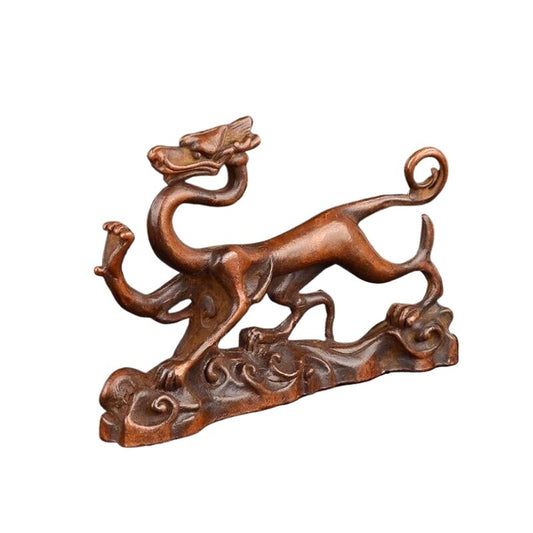 Chinese Statue Bronze Realistic Dragon Pen Holder Tea Pet Decorative