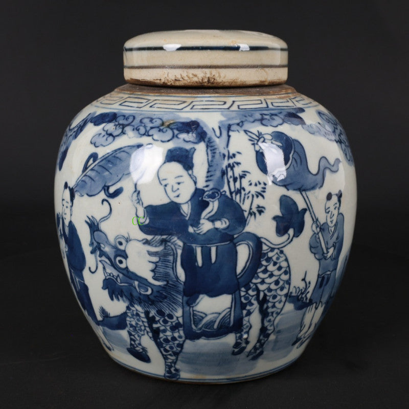 Chinese Antique Ancient Porcelain Blue and White Porcelain Jar Tea Can