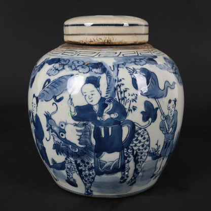 Chinese Antique Ancient Porcelain Blue and White Porcelain Jar Tea Can