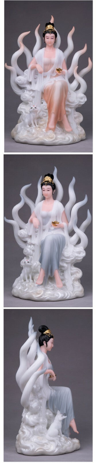 Nine Tailed Fox Fairy God Statue Marriage Love Bedroom Feng Shui Decor